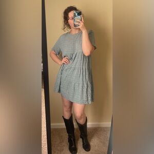 Light Blue floral Short Sleeve Dress